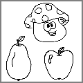 apple, pear and mushroom dots