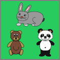 bear, panda, rabbit
